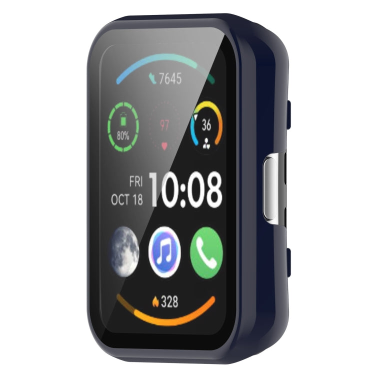 For Huawei Watch Fit PC + 9H Tempered Film Integrated Watch Protective Case(Blue)