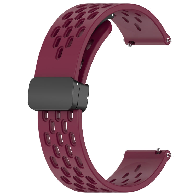 For Samsung Galaxy Watch 4 Classic 46mm 20mm Folding Magnetic Clasp Silicone Watch Band(Wine Red)