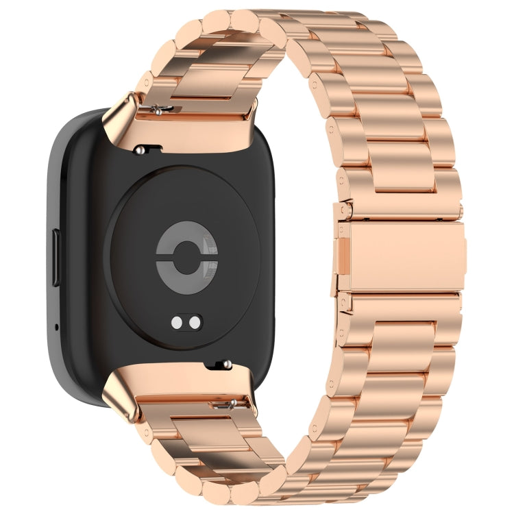 For Redmi Watch 3 Active Three Bead Stainless Steel Metal Watch Band(Rose Gold)