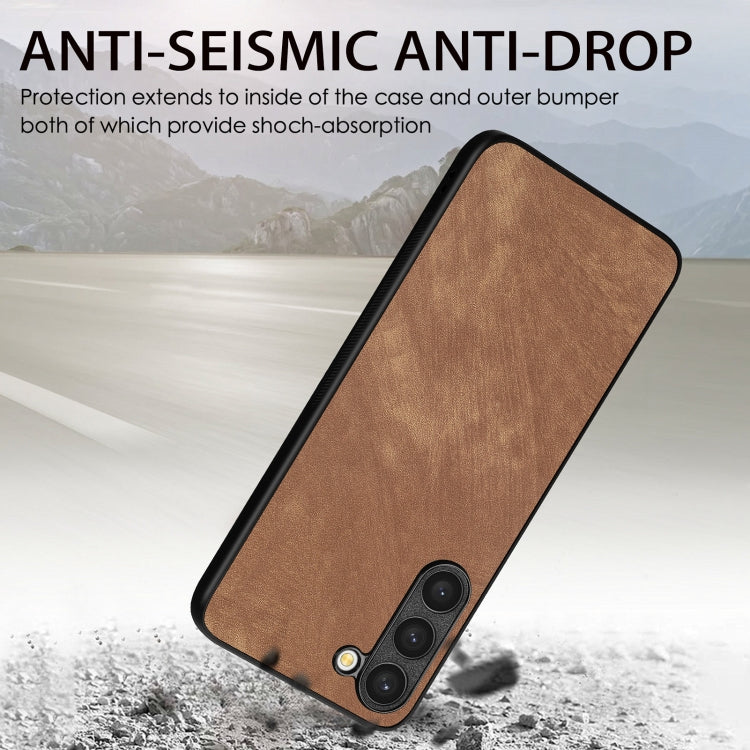 For Samsung Galaxy S25 5G Vintage Leather PC Back Cover Phone Case(Brown)