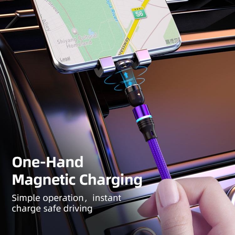 ENKAY 3 in 1 2.4A USB to Type-C / 8 Pin / Micro USB Magnetic 540 Degrees Rotating Charging Cable, Length:2m(Green)