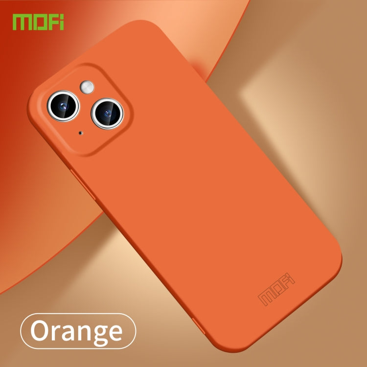 For iPhone 15 MOFI Qin Series Skin Feel All-inclusive Silicone Phone Case(Orange)