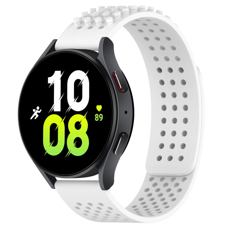 For Samsung Galaxy Watch 5 44mm 20mm Holes Breathable 3D Dots Silicone Watch Band(White)