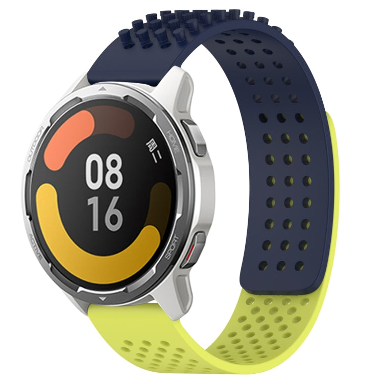 For Xiaomi MI Watch Color 2 22mm Holes Breathable 3D Dots Silicone Watch Band(Midnight Blue+Lime Green)