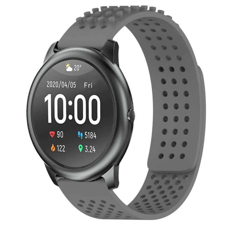 For Xiaomi Haylou RT LS05S 22mm Holes Breathable 3D Dots Silicone Watch Band(Grey)