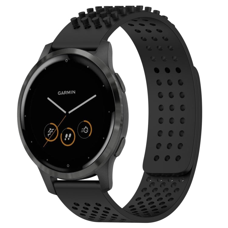 For Garmin Vivoactive 4 22mm Holes Breathable 3D Dots Silicone Watch Band(Black)