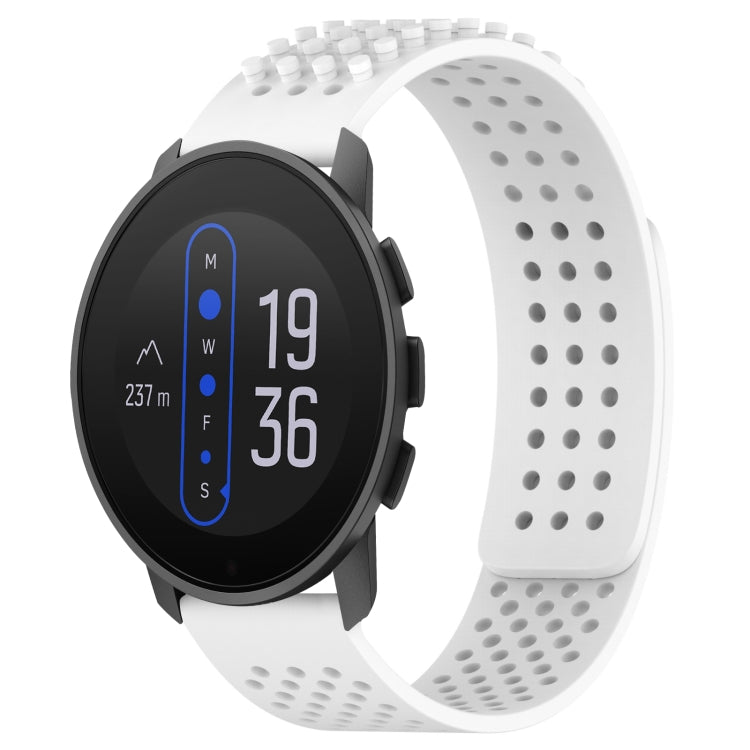 For SUUNTO 9 Peak 22mm Holes Breathable 3D Dots Silicone Watch Band(White)