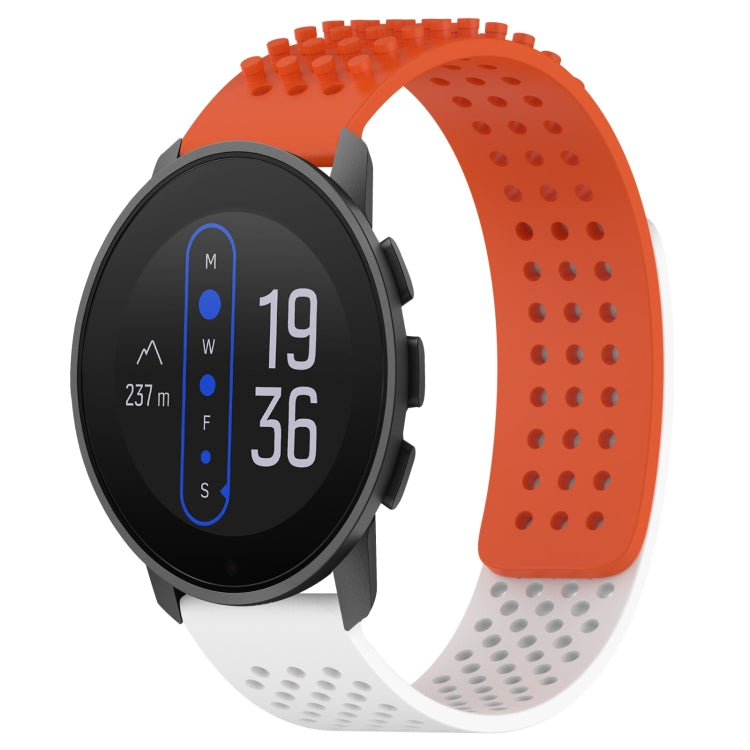 For SUUNTO 9 Peak 22mm Holes Breathable 3D Dots Silicone Watch Band(Orange+White)