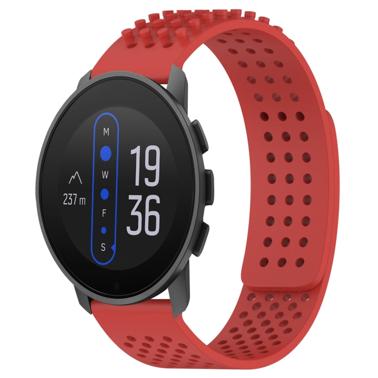 For SUUNTO 9 Peak 22mm Holes Breathable 3D Dots Silicone Watch Band(Red)