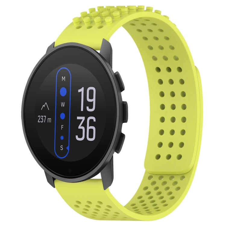 For SUUNTO 9 Peak 22mm Holes Breathable 3D Dots Silicone Watch Band(Lime Green)