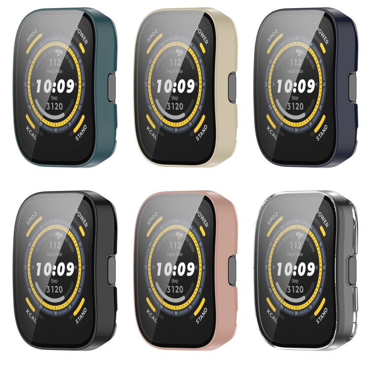 For Amazfit Bip 5 Tempered Film Integrated PC Watch Protective Case(Ivory)