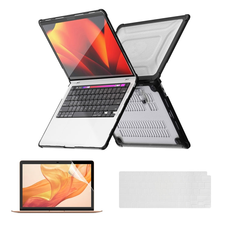For MacBook Air 13.3 A2179/A2337 ENKAY Hat-Prince 3 in 1 Protective Bracket Case Cover Hard Shell with TPU Keyboard Film / PET Screen Protector, Version:US(Black)