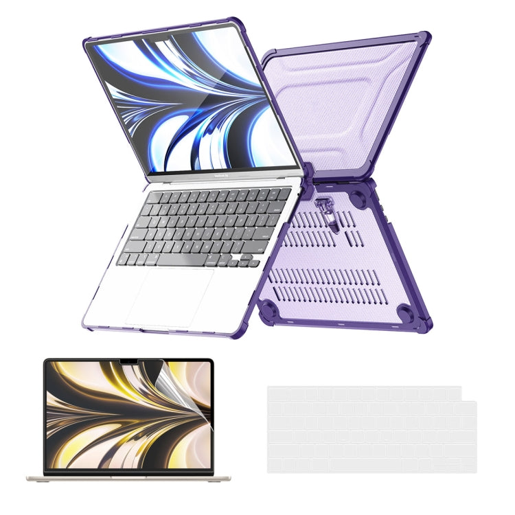 For MacBook Air 13.6 A2681 ENKAY Hat-Prince 3 in 1 Protective Bracket Case Cover Hard Shell with TPU Keyboard Film / PET Screen Protector, Version:US(Purple)