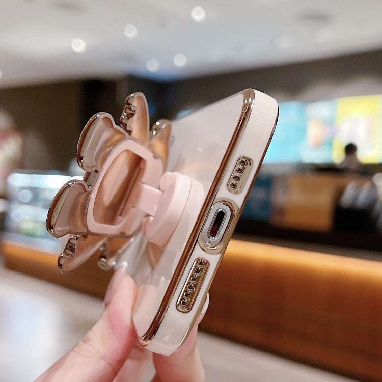 For iPhone 16 Plus Electroplating Astronaut Holder Phone Case(Pink) - free shipping - PMC Jewellery - Order now!