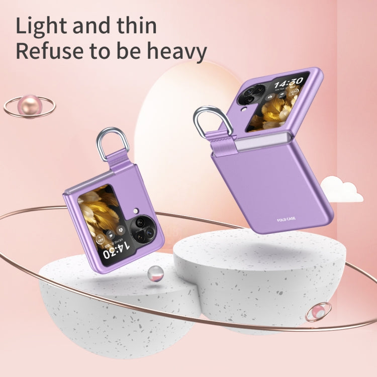 For OPPO Find N3 Flip Silk Ribbon Ring Plain Leather Phone Case(Black) - free shipping - PMC TechLife - Order now!