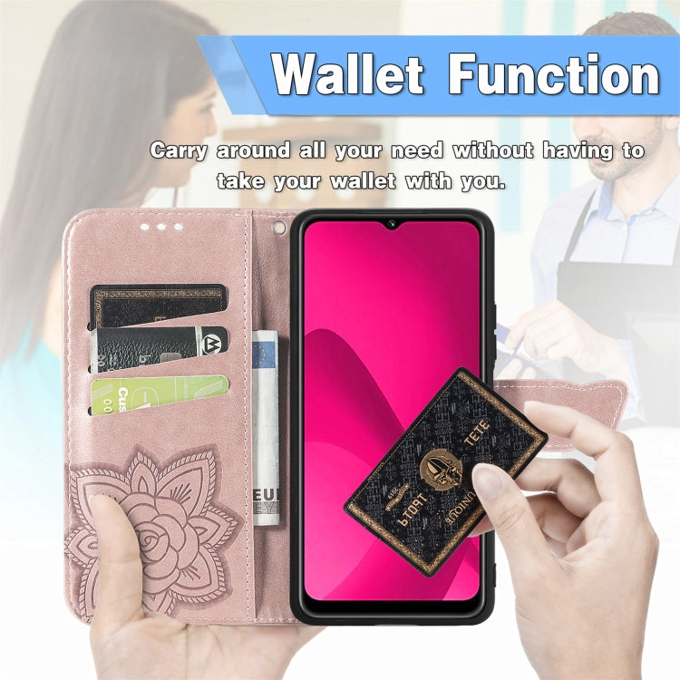 For iPhone 16e Butterfly Love Flower Embossed Leather Phone Case(Blue)