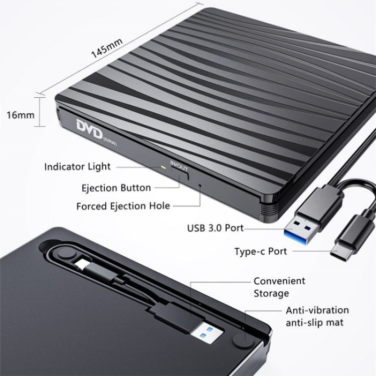 BT689 Portable DVD Burner External Optical Drive CD Player Win10 USB Optical Drive Recorder - free shipping - PMC Jewellery - Order now!