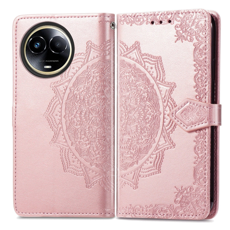 For Realme 11 5G Mandala Flower Embossed Leather Phone Case(Rose Gold)