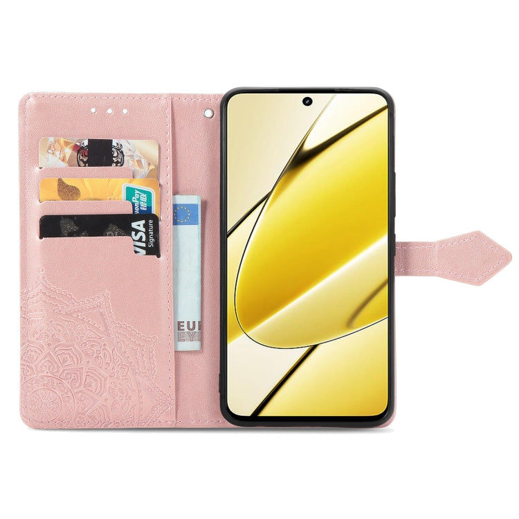 For Realme 11 5G Mandala Flower Embossed Leather Phone Case(Rose Gold)