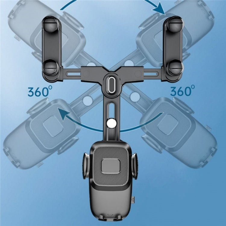 R009 Universal Vehicle Retractable Phone Clip Holder Car Rearview Mirror Cell Phone Mount(Black)