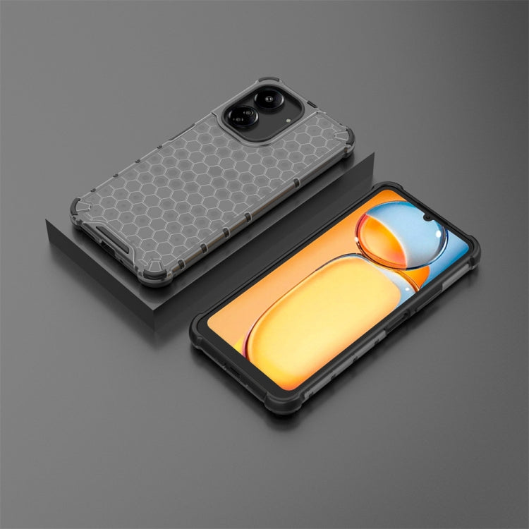 For Redmi 13C 4G Shockproof Honeycomb Phone Case(Black)