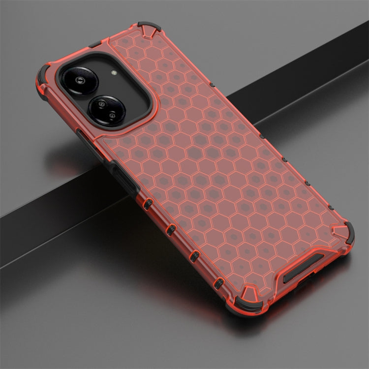 For Redmi 13C 4G Shockproof Honeycomb Phone Case(Red)