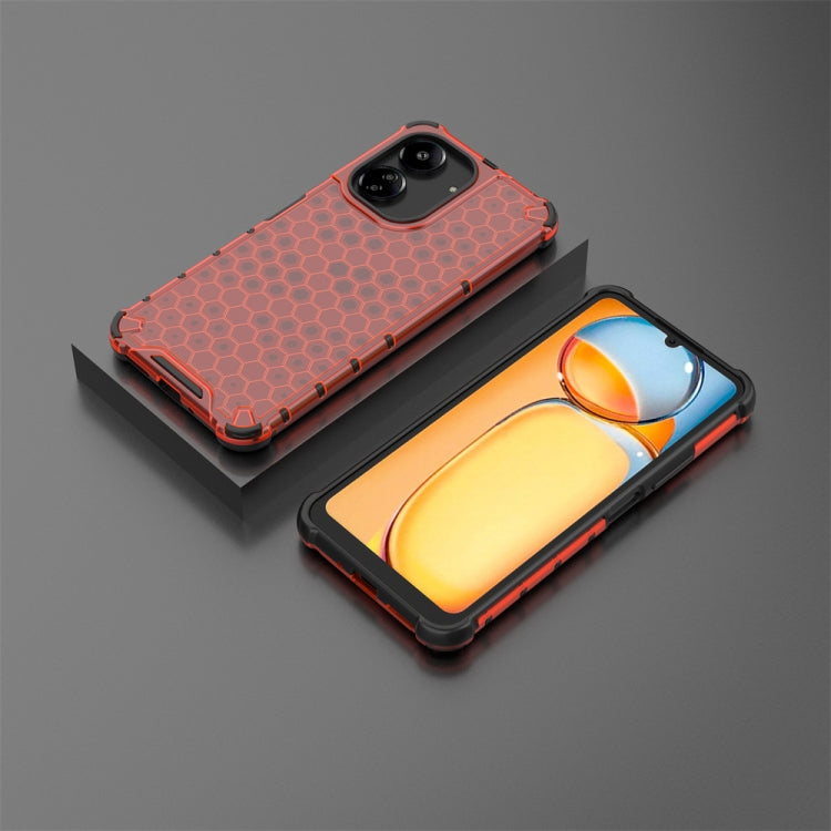For Redmi 13C 4G Shockproof Honeycomb Phone Case(Red)