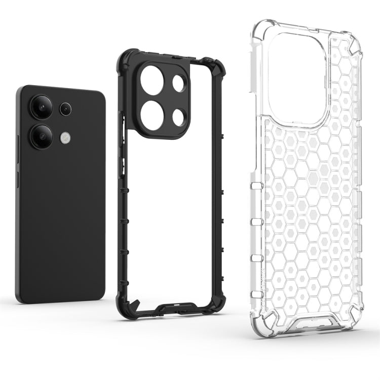 For Redmi Note 13 4G Global Shockproof Honeycomb Phone Case(Black)