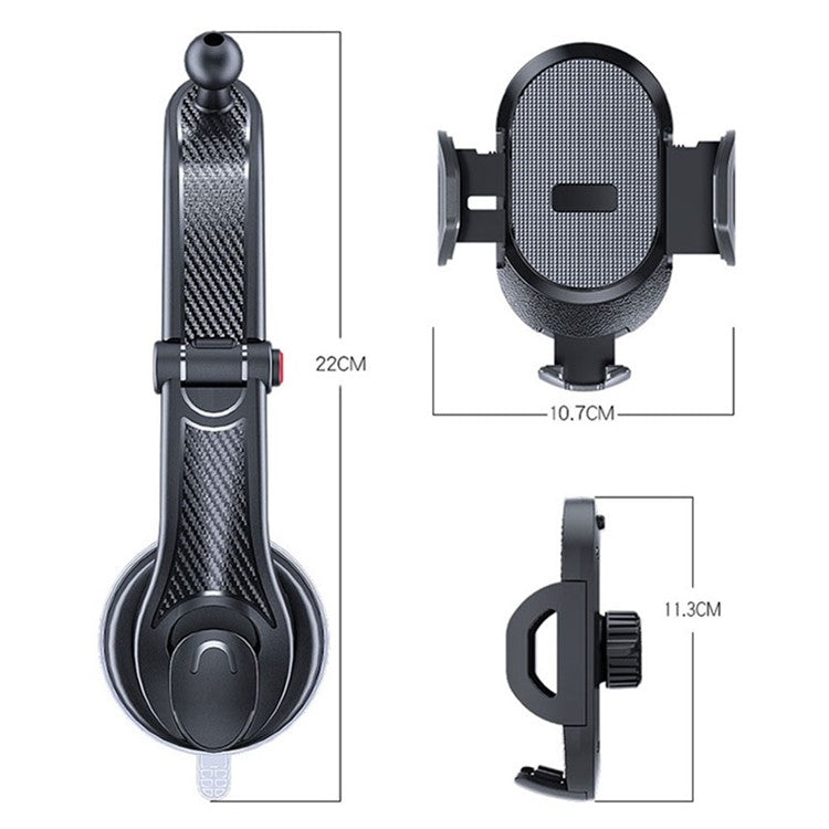 ES33 Car Mobile Phone Holder Bracket Carbon Fiber 360 Degree Rotation Suction Cup Mount(Black) - Universal Car Holders by PMC TechLife | Online Shopping South Africa | PMC TechLife | Buy Now Pay Later Mobicred