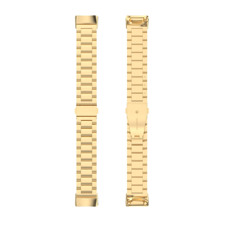 For Fitbit Charge 6 Three Beads Stainless Steel Metal Watch Band(Gold)