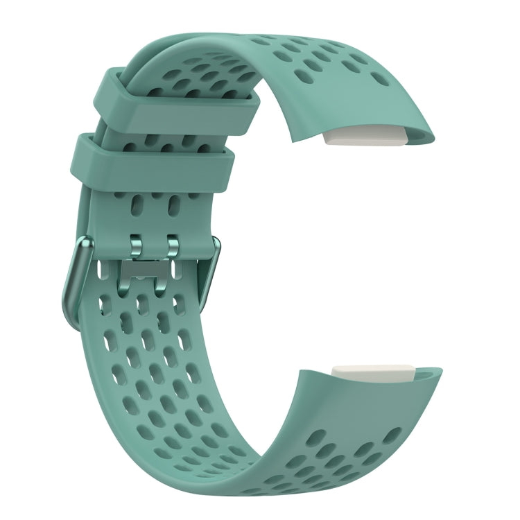 For Fitbit Charge 6 Solid Color Breathable Sports Silicone Watch Band(Pine Green)