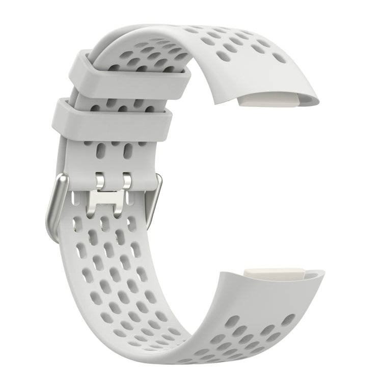 For Fitbit Charge 6 Solid Color Breathable Sports Silicone Watch Band(Starlight Color)
