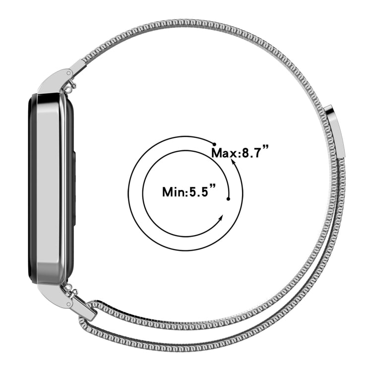 For Xiaomi Mi Band 8 Active Milan Magnetic Metal Steel Mesh Watch Band + Watch Frame(Rose Gold)