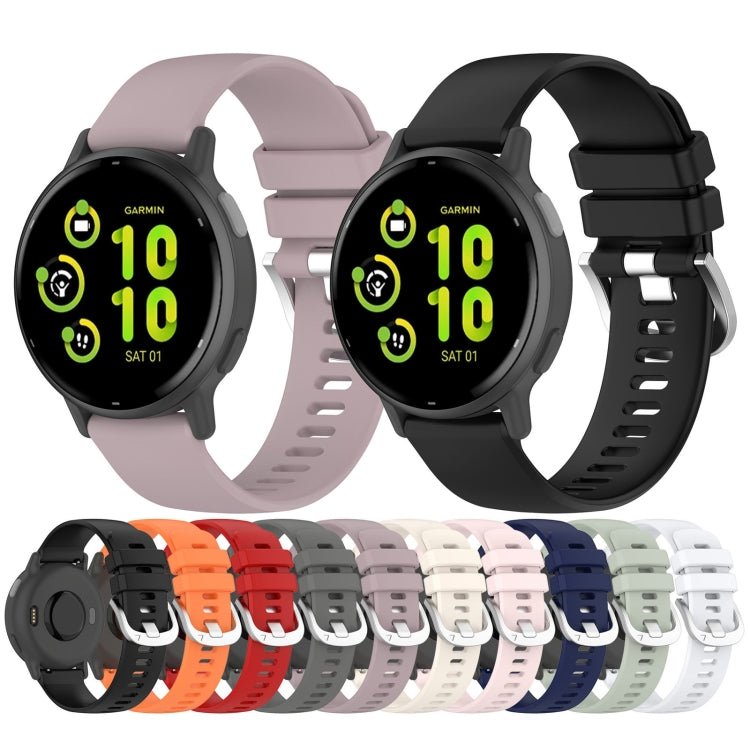 For Garmin Venu / Venu SQ Liquid Glossy Silver Buckle Silicone Watch Band(Green)