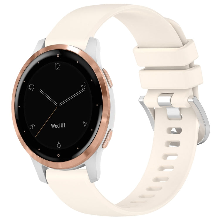 For Garmin Vivoactive 4S Liquid Glossy Silver Buckle Silicone Watch Band(Stralight)