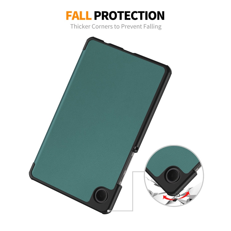 For Samsung Galaxy Tab A9 8.7 ENKAY Tri-fold Custer Texture Leather Smart Tablet Case(Dark Green)