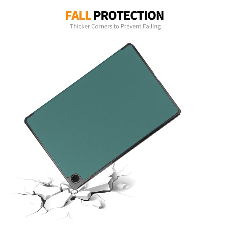For Samsung Galaxy Tab A9+ 11.0 ENKAY Tri-fold Custer Texture Leather Smart Tablet Case(Light Blue)