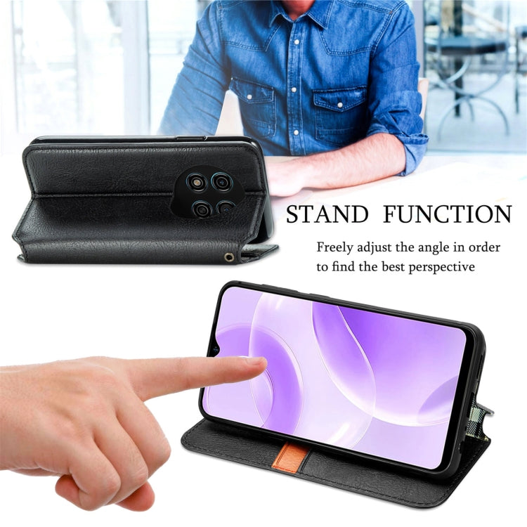 For Ulefone Note 15 Cubic Grid Pressed Magnetic Leather Phone Case(Black)