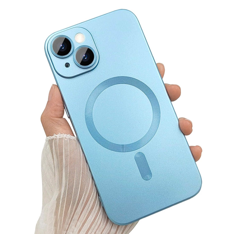 For iPhone 15 Plus ENKAY MagSafe Matte TPU Phone Case with Lens Film(Purple)