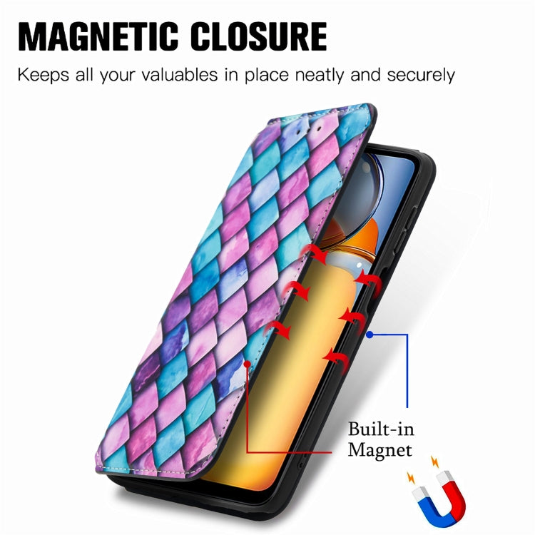For Xiaomi Redmi 13C CaseNeo Colorful Magnetic Leather Phone Case(Purple Scales)