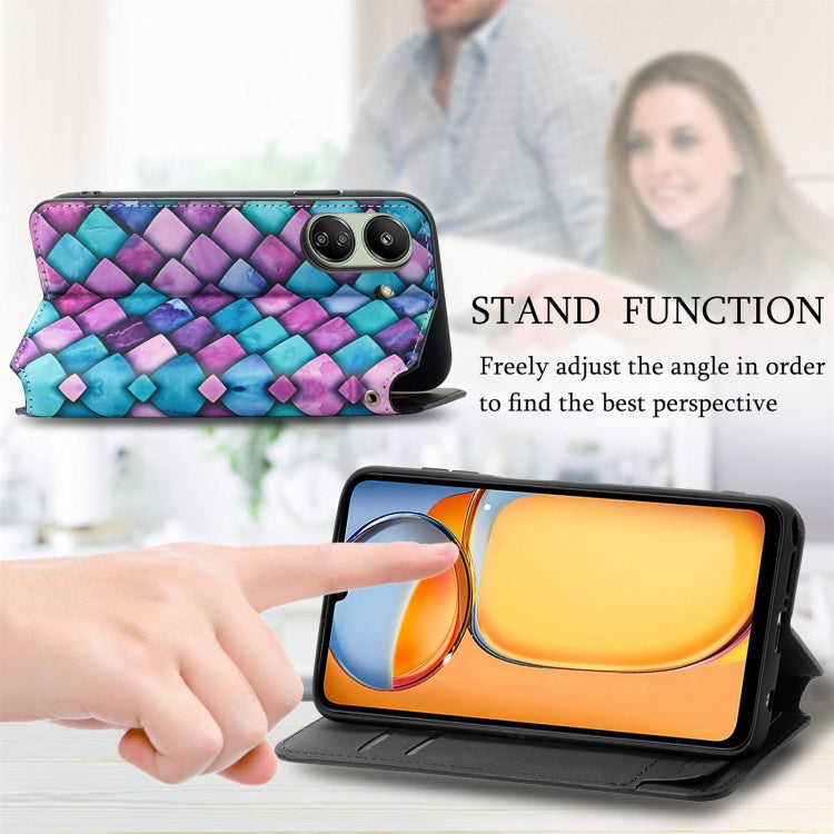 For Xiaomi Redmi 13C CaseNeo Colorful Magnetic Leather Phone Case(Purple Scales)