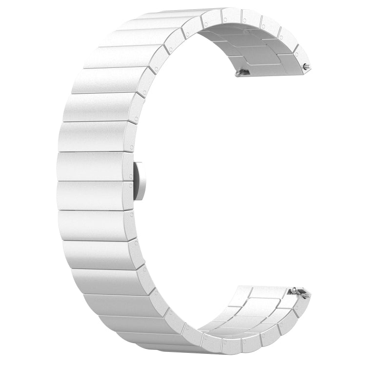 For Garmin Vivoactive 4S One Bead Butterfly Buckle Stainless Steel Metal Watch Band(Silver)