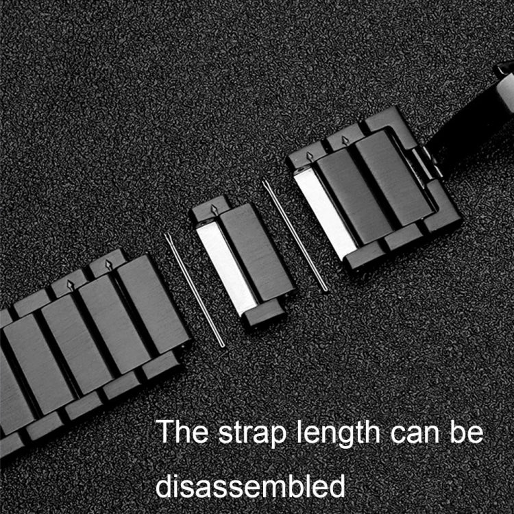 For Garmin Vivoactive 4S One Bead Butterfly Buckle Stainless Steel Metal Watch Band(Black)