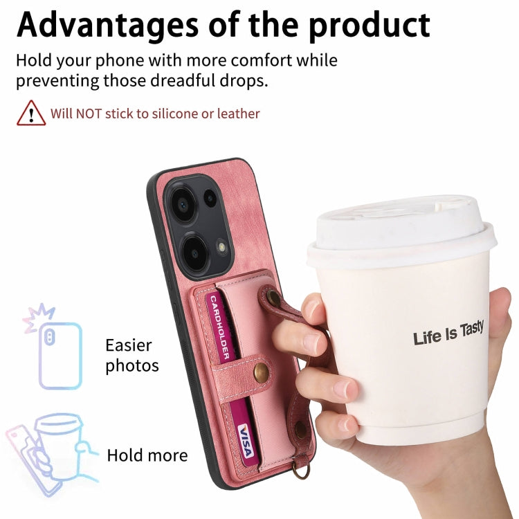 For Xiaomi Redmi Note 13 Pro 4G Retro Cross Wristband Wallet Leather Back Phone Case(Pink) - Note 13 Pro Cases by PMC TechLife | Online Shopping South Africa | PMC TechLife | Buy Now Pay Later Mobicred