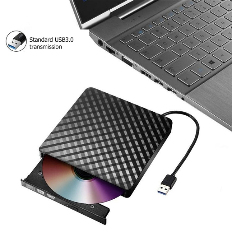 633 Rhombus Pattern USB3.0 Computer Laptop External Optical Drive Burner DVD Write(White)