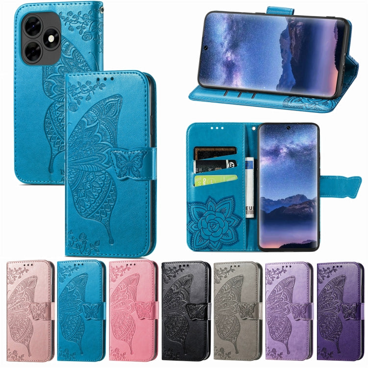 For Blackview A200 Pro Butterfly Love Flower Embossed Leather Phone Case(Purple)