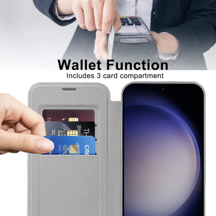 For Samsung Galaxy S25+ 5G Shield MagSafe RFID Anti-theft Leather Phone Case(Grey)