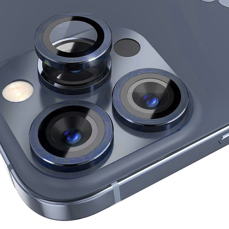 For iPhone 15 Pro / 15 Pro Max NORTHJO Camera Lens Protector Tempered Glass CD Vein Metal Ring Film(Blue)