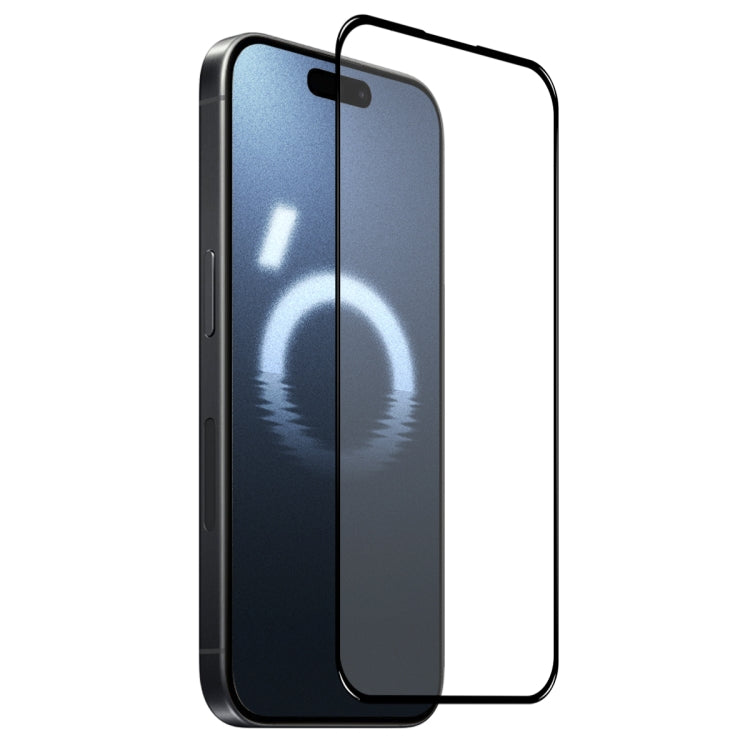 For iPhone 16 Pro NORTHJO A++ Screen Protector Full Glue Silk Printing Tempered Glass Film(Black)