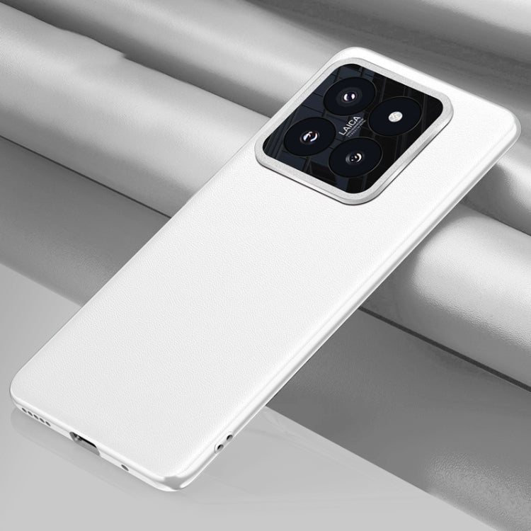 For Xiaomi 14 Plain-leather All-inclusive Shockproof Phone Case(White) - free shipping - PMC Jewellery - Order now!